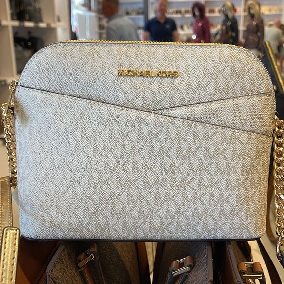 Michael Kors Jet Set Travel Medium Metallic Signature Logo Dome Crossbody NWT - Picture 12 of 16